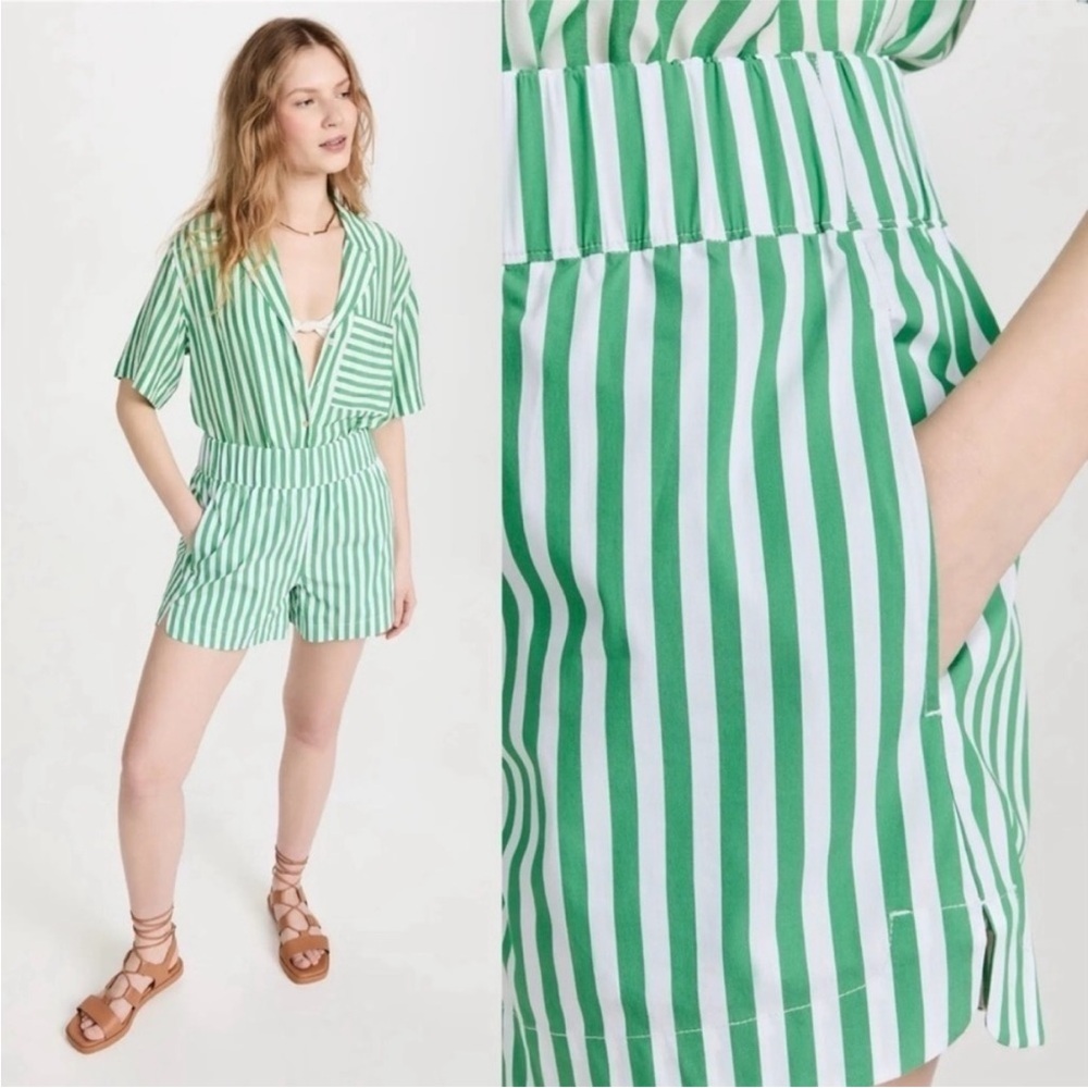 AYR Staycation Shorts Green and White Stripe size Large
